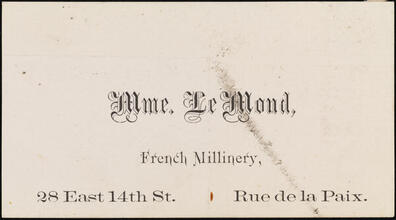 Mme. Le Mond, French Millinery