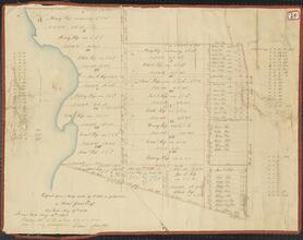 [Map of Kip family lots in Kips Bay, bordered by Post Road and the East River]