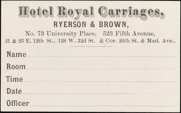 Hotel Royal Carriages, Ryerson & Brown