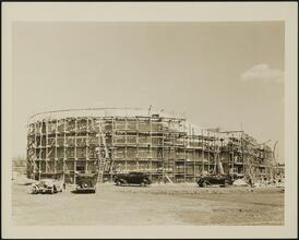 New York Worlds Fair. Beech-Nut Building. Construction view