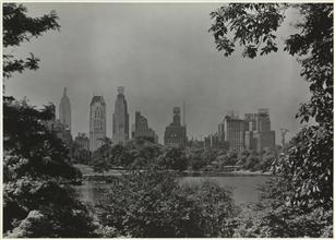 [Facing south over the Central Park Lake to Midtown Manhattan]