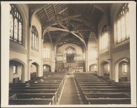 [Interior of unidentified church, view toward chancel.]