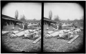Blackwell's Island. Prisoners breaking stone.
