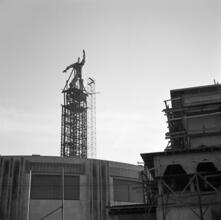 [U.S.S.R. pavilion under construction, New York World's Fair.]