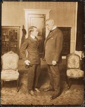 [Ernest Truex as Barney Cook and Joseph Brennan as Walter Babbing in "The Dummy".]