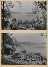 [Present day Inwood Hill Park, c. 1600, south shore of Spuyten Duyvil Creek. Two photographs of model group depicting Manhattan Island before the white man came. Installation in the J. Clarence Davies