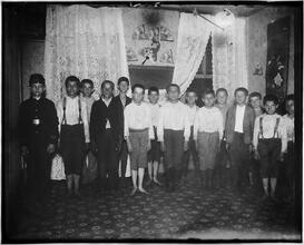 "19 Mott St. 'gang'" Drilling for the Baptist Boys Brigade.