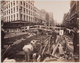 Looking south from 14 St [Construction of the cable road on Broadway, 1891.]