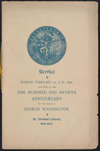 Service on the eve of the One Hundred and Sixtieth Anniversary of the birth of George Washington.