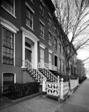 [Cast iron railings of 136 West 11th Street.]