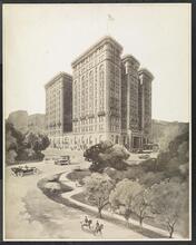 Hotel Majestic, Central Park West & 72nd Street. Copy of Combination of Hotel Majestic & View from Roof (Drawing).