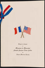 Dinner in honour of Monsieur le Marechal Joseph Jacques Cesar Joffre by France-America Society