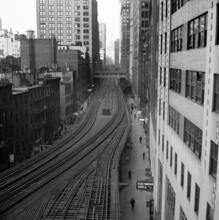 [El train tracks being dismantled.]