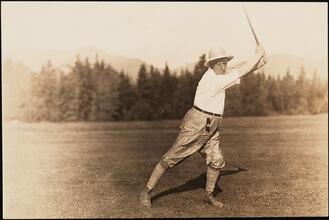 [Al Smith golfing.]