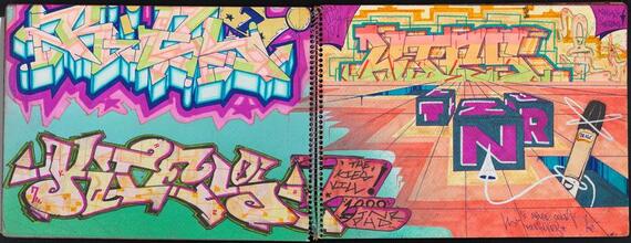 [Pages in sketchbook belonging to Kies TNR.]