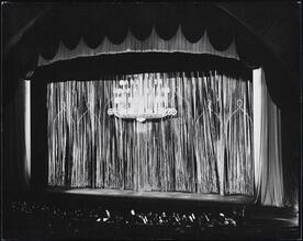 [Theater. Interior, view of stage from balcony.]