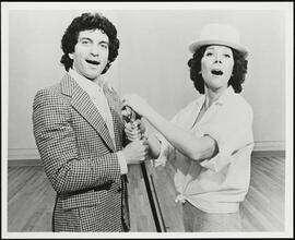 [Martin Vidnovic and Diana Rigg rehearsing for "Colette".]