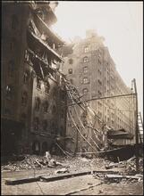 [Building damaged by fire.]