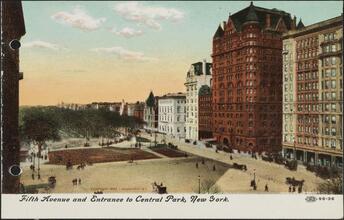 Fifth Avenue and Entrance to Central Park, New York.