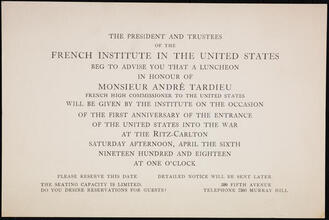 [Luncheon in honor of André Tardieu, French High Commissioner to the United States.]