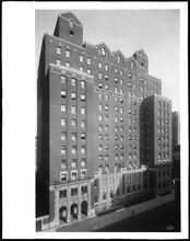 100th Street and 5th Avenue. School of Nursing, Mt. Sinai Hospital. Exterior from west.