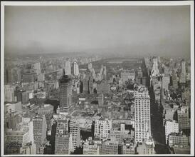 Rockefeller Center. Construction, steel frame. View from 500 Fifth Avenue