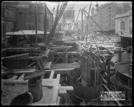Woolworth Building, From Broadway Side Looking N. W. [Construction zone.]