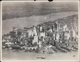 [Aerial view of Lower Manhattan.]