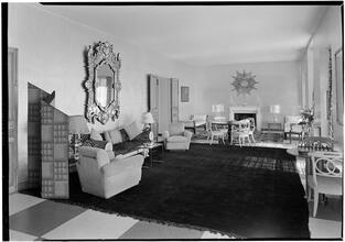 Lathrop Brown [residence], 433 East 52nd Street. Living room to fireplace.