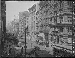 Broadway Series. Looking north from Franklin Street. East side of Bway. Royal Typewriters on the corner of Franklin at right of picture. Remington Typewriters in center of picture at corner of White S
