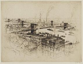 [Brooklyn, Manhattan, and Williamsburg Bridges]