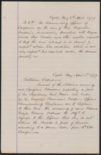 Order book of Oliver De Lancey, April 1-6, 1777, copied by Edward Floyd De Lancey in 1880