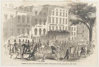Fourth of July City Procession Passing Brougham's Lyceum, Broadway, New York.