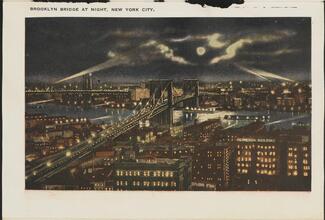 Brooklyn Bridge at Night, New York City.