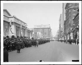 Public Library, Court of Honor, general view looking north from 40th Street. [Mayor's Committee to Welcome British & French War Commissions.]
