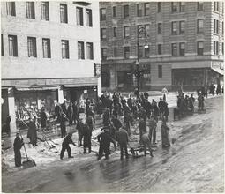 WPA workers shovelling snow, 96th Street and Madison Avenue