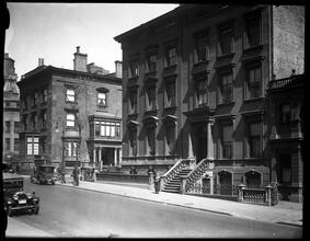 [Unidentified brownstones. Possibly 36th Street and Madison Avenue.]