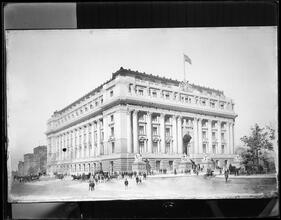 Bowling Green. U.S. Custom House, watercolor rendering by Ira W. Hoover.