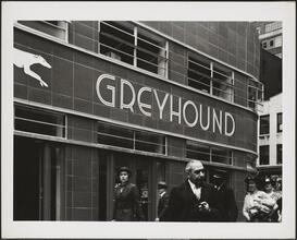 Fifth Avenue near 35th Street. Greyhound Bus