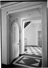 Miss Emily Trevor [residence]. Detail of elevator door and stairs.