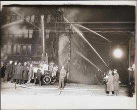 [Building on fire.]