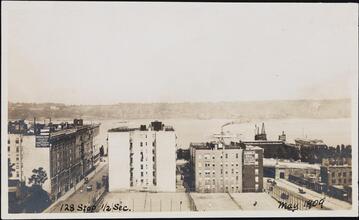 [Unidentified block, looking towards the Hudson River.]