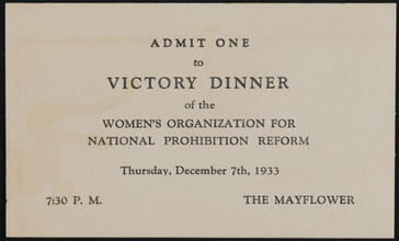 Victory Dinner of the Women's Organization for National Prohibition Reform