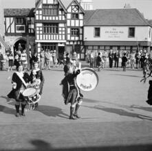 [Scottish band, Merrie England, New York World's Fair.]