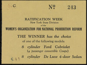 Ratification Week. New York State Division of the Women's Organization for National Prohibition Reform