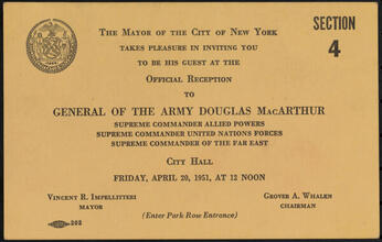 Official Reception to General of the Army Douglas MacArthur