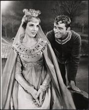 [Julie Andrews as Guenevere and Richard Burton as Arthur performing the namesake number in Act 1, Scene 1 of "Camelot".]
