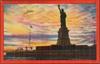 The Statue of Liberty at Sunrise, New York City.