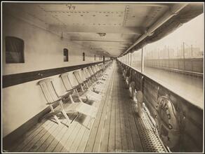 Italia-America Line, S.S. "Colombo", Exterior, First Class Promenade Deck with Chairs.
