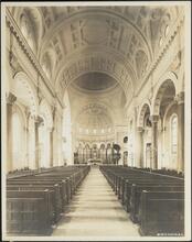 [Interior of unidentified church, view toward chancel.]